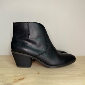 Fyre Black Leather Judith Ankle Booties Moto boots